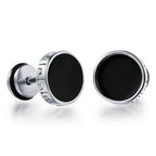 Fortune Jewel Cool Men Titanium Steel Balance Round Stud Earrings