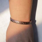 Fortune Jewel Floral Magnetic Copper Adjustable Cuff Bracelet Bangle