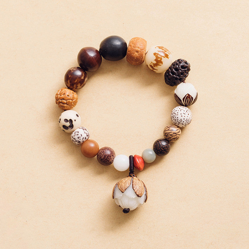 Fortune Jewel Bodhi Seed Lotus Wisdom Peace Wrist Mala Bracelet