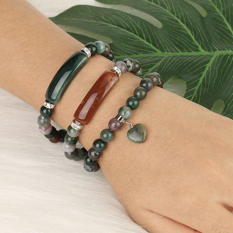 Fortune Jewel Natural Quartz Love Heart Healing Beads Bracelet
