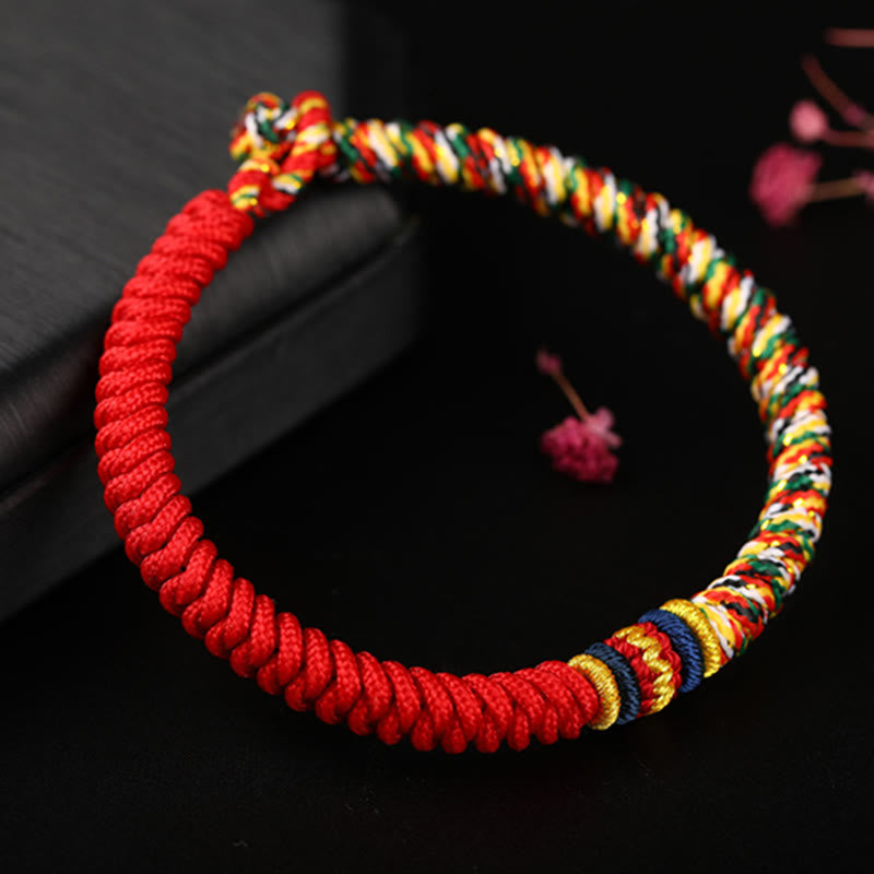 Fortune Jewel Tibetan Handmade Multicolored Thread King Kong Knot Strength Braid String Bracelet