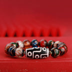 Fortune Jewel Tibetan Nine-Eye Dzi Bead Three-eyed Dzi Bead Liuli Glass Bead Wealth Bracelet
