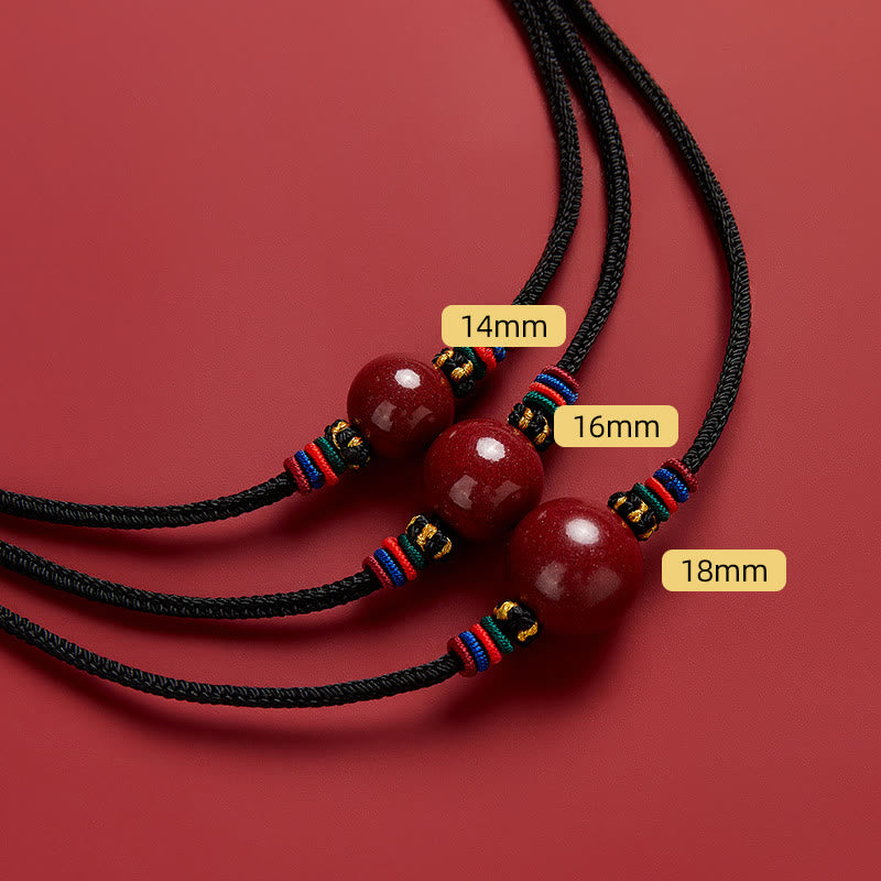 Fortune Jewel Cinnabar Bead Blessing String Necklace Pendant