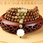 Fortune Jewel Tibetan Rosewood Lotus Mala Protection Calm Necklace Bracelet