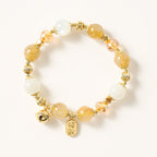 Fortune Jewel 14K Gold Plated Golden Rutilated Quartz Wealth Bell Lucky Fortune Charm Bracelet