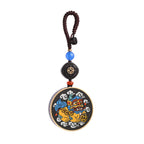 Fortune Jewel PiXiu Copper Coin Ebony Wood Luck Attract Wealth Key Chain Decoration