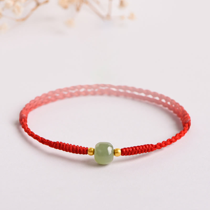 Fortune Jewel Handmade Jade Lucky Bead Prosperity Braided Bracelet