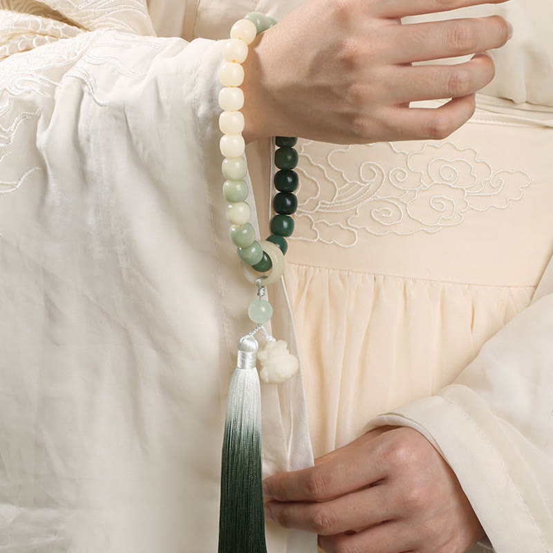 Fortune Jewel Natural Gradient Bodhi Seed Fortune Money Bag Lotus Wisdom Tassel Wrist Mala Fortune Jewel