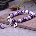 Fortune Jewel 925 Sterling Silver Natural Amethyst Healing Feet Love Heart Charm Bracelet