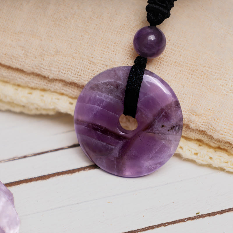 Fortune Jewel Lucky Coin Pendant Healing Crystal Gemstone Necklace