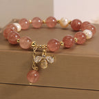 Fortune Jewel Strawberry Quartz Pearl Cute Zircon Honeybee Positive Charm Bracelet