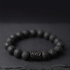 Fortune Jewel Lava Rock Ebony Wood Tiger Eye Healing Bracelet