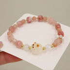 Fortune Jewel Green Agate Sun Stone Cat's Eye Bodhi Seed Cat Paw Support Bracelet