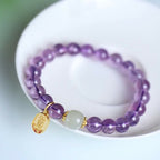 Fortune Jewel Natural Amethyst Crystal Hetian Jade Healing Charm Bracelet