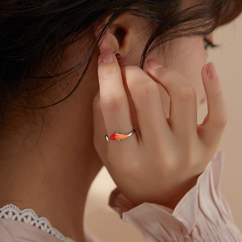 Fortune Jewel Koi Fish Copper Balance Luck Adjustable Ring