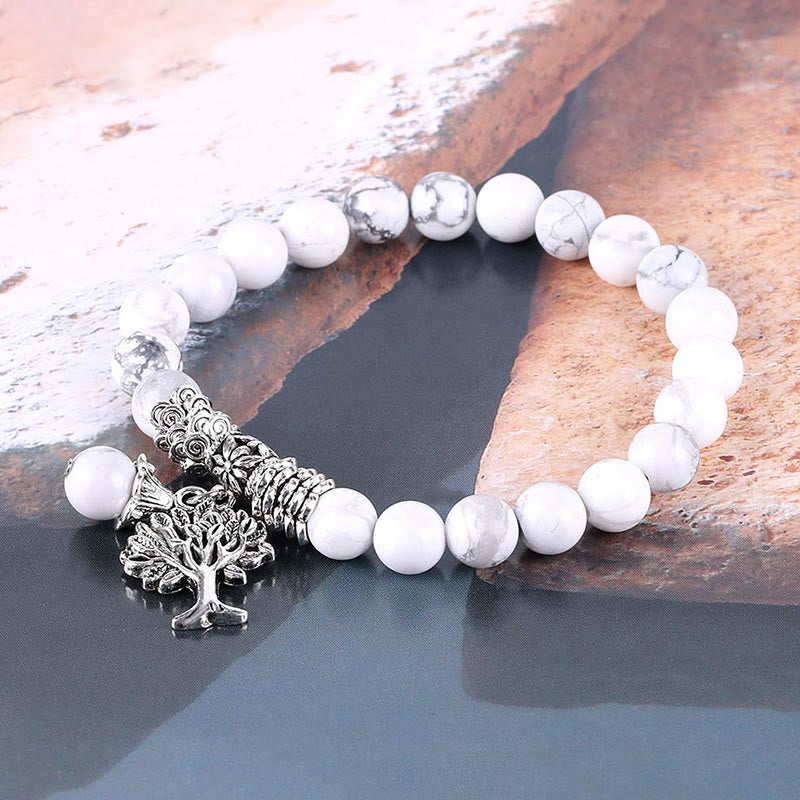 Fortune Jewel Natural Gemstone Tree of Life Lucky Charm Stretch Bracelet