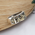 Fortune Jewel 925 Sterling Silver PiXiu Luck Wealth Adjustable Ring