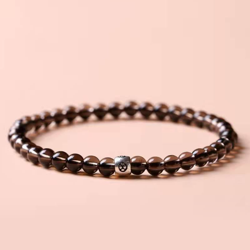 Fortune Jewel Natural Black Obsidian Smoky Quartz Purification Strength Bracelet