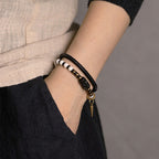 Fortune Jewel Bone Beads Ebony Wood Copper Strength Couple Bracelet