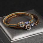 Fortune Jewel  925 Sterling Silver Handmade Button Protection Weave String Bracelet
