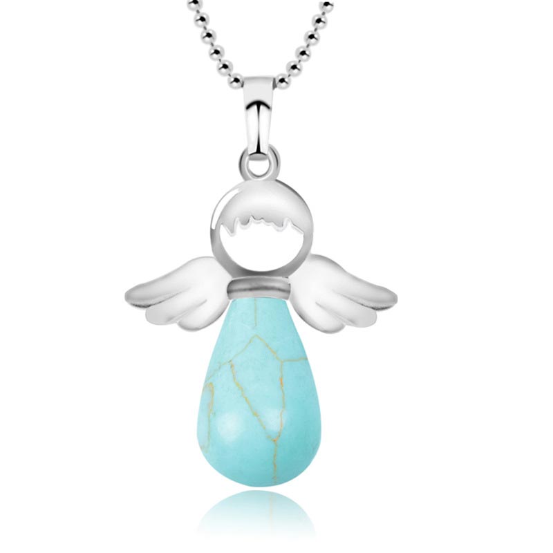 Fortune Jewel Little Angel Wings Natural Crystal Luck Necklace Pendant