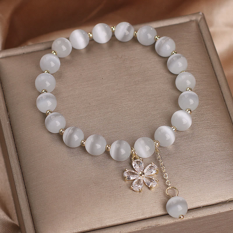 Fortune Jewel Cat's Eye Flower Charm Peace Support Bracelet