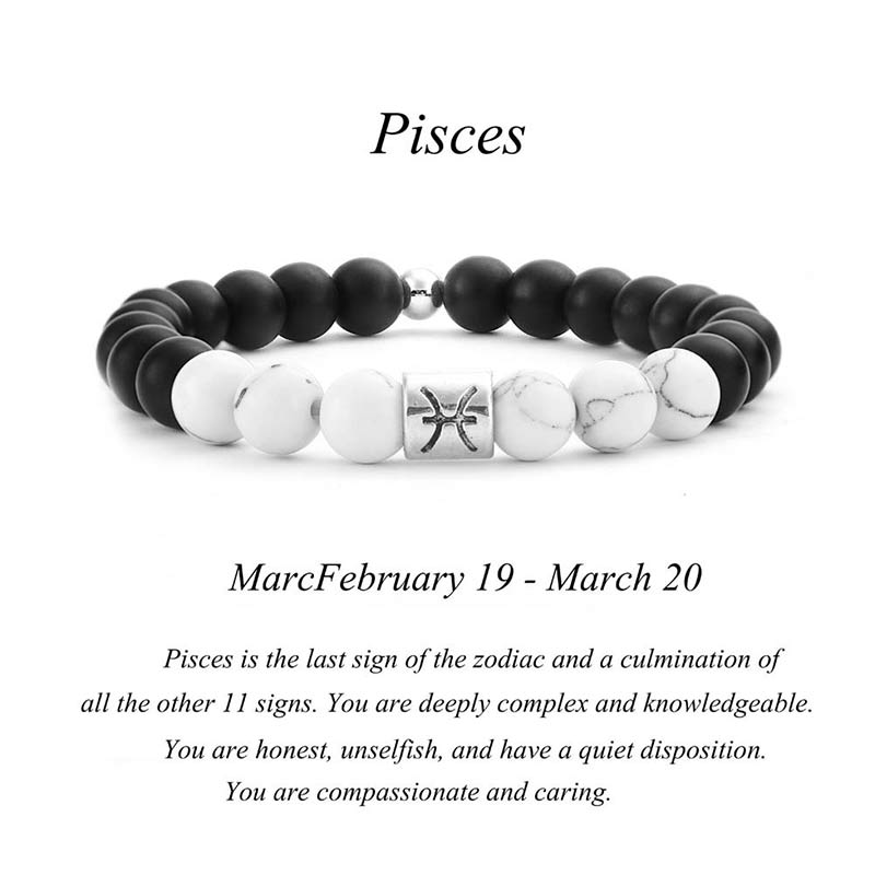 Fortune Jewel 12 Constellations of the Zodiac Natural Frosted Stone White Turquoise Bead Fortune Bracelet