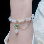 Fortune Jewel Tianshan White Jade Bamboo Pattern Luck Blessing Bracelet