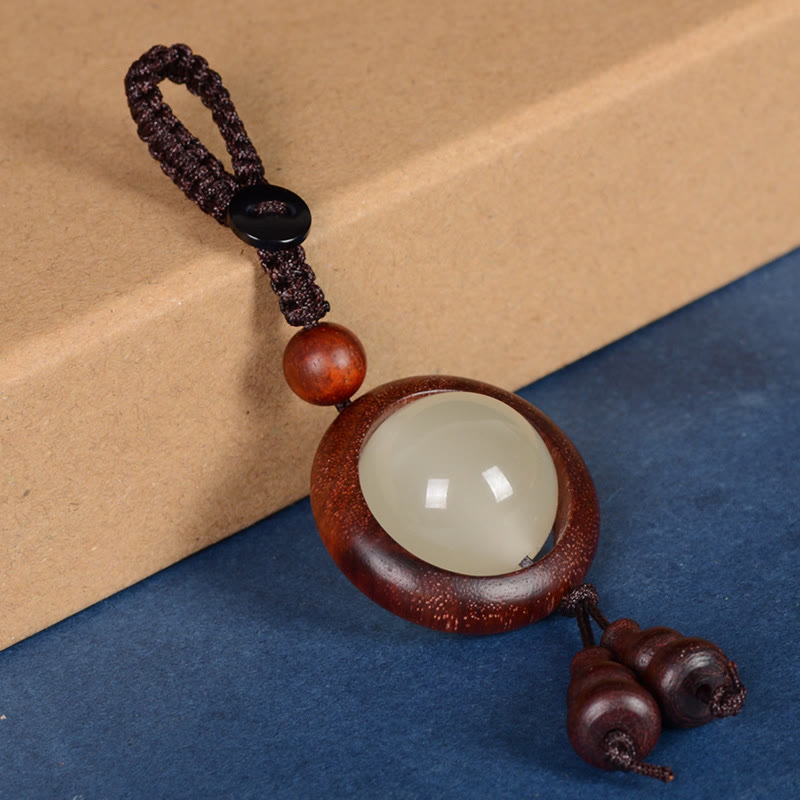 Fortune Jewel Red Sandalwood Ebony Wood Green Sandalwood Luminous Lucky Bead Gourd Peace Key Chain