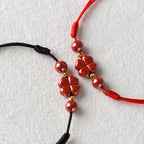 Fortune Jewel Four Leaf Clover Cinnabar Blessing Calm String Bracelet Anklet