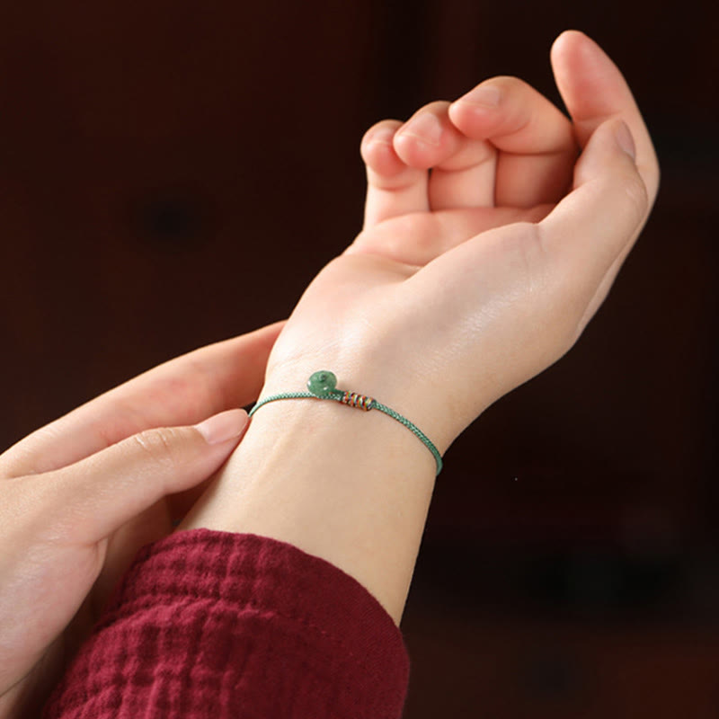 Fortune Jewel Tibetan Handmade Green Aventurine Luck Protection Braided Rope Bracelet
