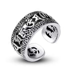 Fortune Jewel Vintage Tibet Om Mani Padme Hum Carved Hollow Design Purity Ring