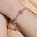 Fortune Jewel Moonstone Strawberry Quartz Tourmaline PiXiu Healing Bracelet