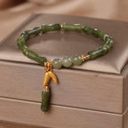 Fortune Jewel Green Bamboo Jade Leaf Pattern Wealth Luck Bracelet