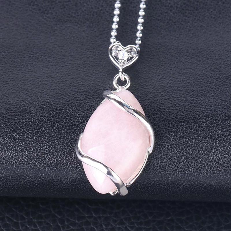 Fortune Jewel Marquise Pattern Natural Crystal Stone Charm Necklace Pendant