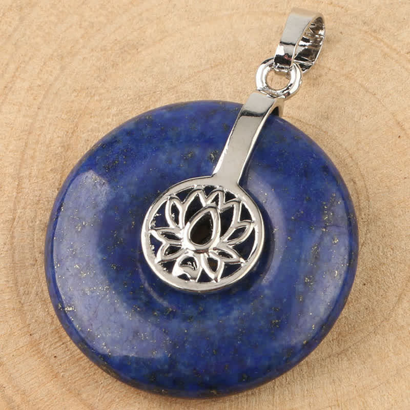Fortune Jewel Various Crystal Amethyst Pink Crystal Lotus Healing Necklace Pendant