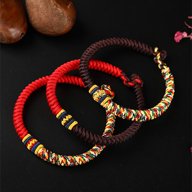 Fortune Jewel Tibetan Handmade Multicolored Thread King Kong Knot Strength Braid String Bracelet
