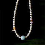 Fortune Jewel 925 Sterling Silver Natural Pearl Larimar Sincerity Necklace Pendant