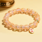 Fortune Jewel Tibetan Incense Ash Liuli Glass Bead Lucky Fortune Fu Character Charm Bracelet