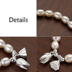 Fortune Jewel 999 Sterling Silver Lotus Flower Pod Natural Pearl Healing Bracelet