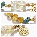 Fortune Jewel Citrine PiXiu Fu Character Prosperity String Braided Bracelet