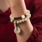 Fortune Jewel Bodhi Seed Green Sandalwood Lotus Peace Buckle Harmony Double Wrap Bracelet