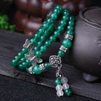 Fortune Jewel Natural Green Agate Butterfly Support Bracelet