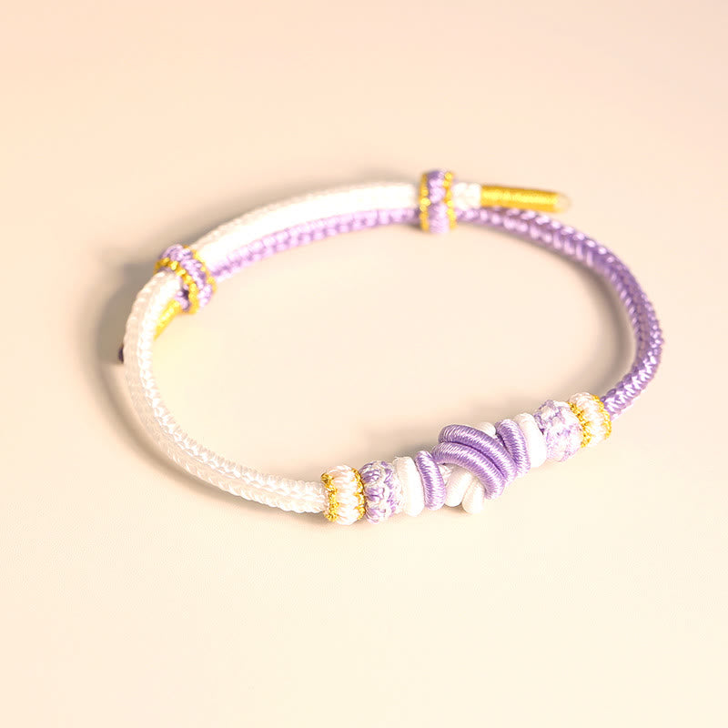Fortune Jewel Two-Color Rope Handcrafted Eight Thread Peace Knot Luck Connection Bracelet