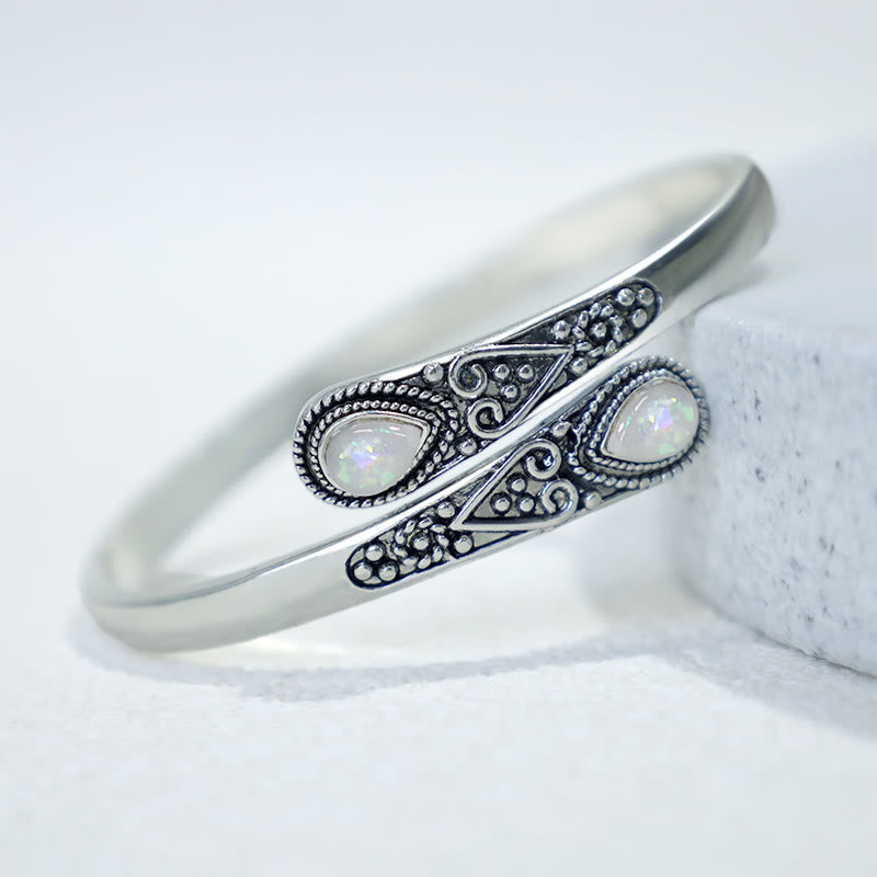 Fortune Jewel Zircon Water Drop Pattern Healing Cuff Bracelet Bangle