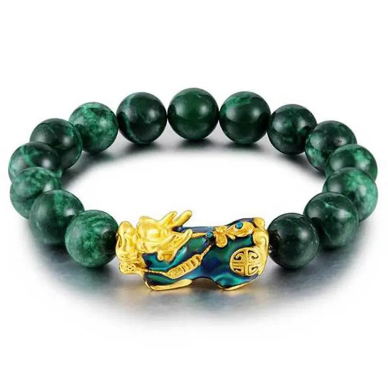 Fortune Jewel "Sending Blessings of Wealth and Peace" PiXiu Jade Bracelet Includes Gift Message Card Fortune Jewel