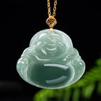 Fortune Jewel Laughing Buddha Natural Jade Prosperity Abundance Necklace Pendant Fortune Jewel