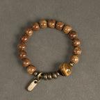 Fortune Jewel Kuka Seed Tiger Eye Gold Sheen Obsidian Brass Copper Wealth Luck Bracelet