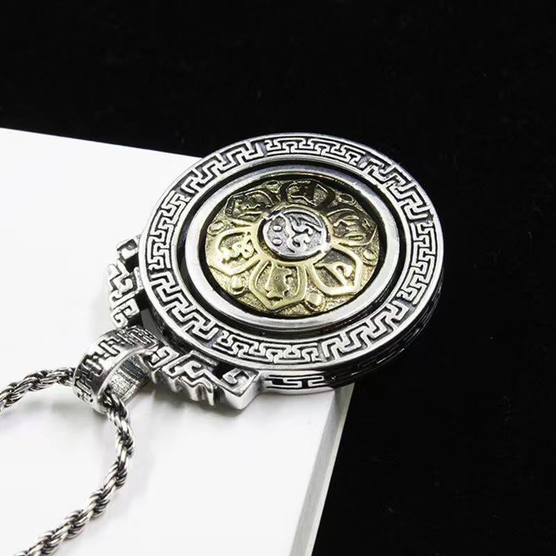 Fortune Jewel Tibetan Om Mani Padme Hum Double Dorje Vajra Rotatable Purity Peace Necklace Pendant