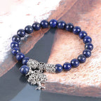 Fortune Jewel Natural Gemstone Tree of Life Lucky Charm Stretch Bracelet